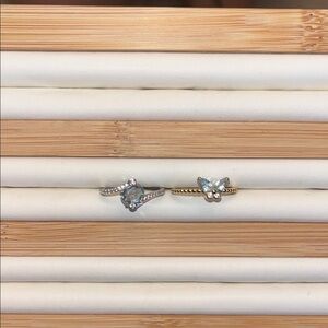 Aquamarine gemstone Silver and Gold Rings